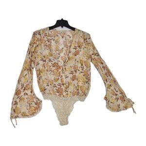 Intimately  Free People Bodysuit Women's Size S Ivory Tea Combo Floral Boho (25)